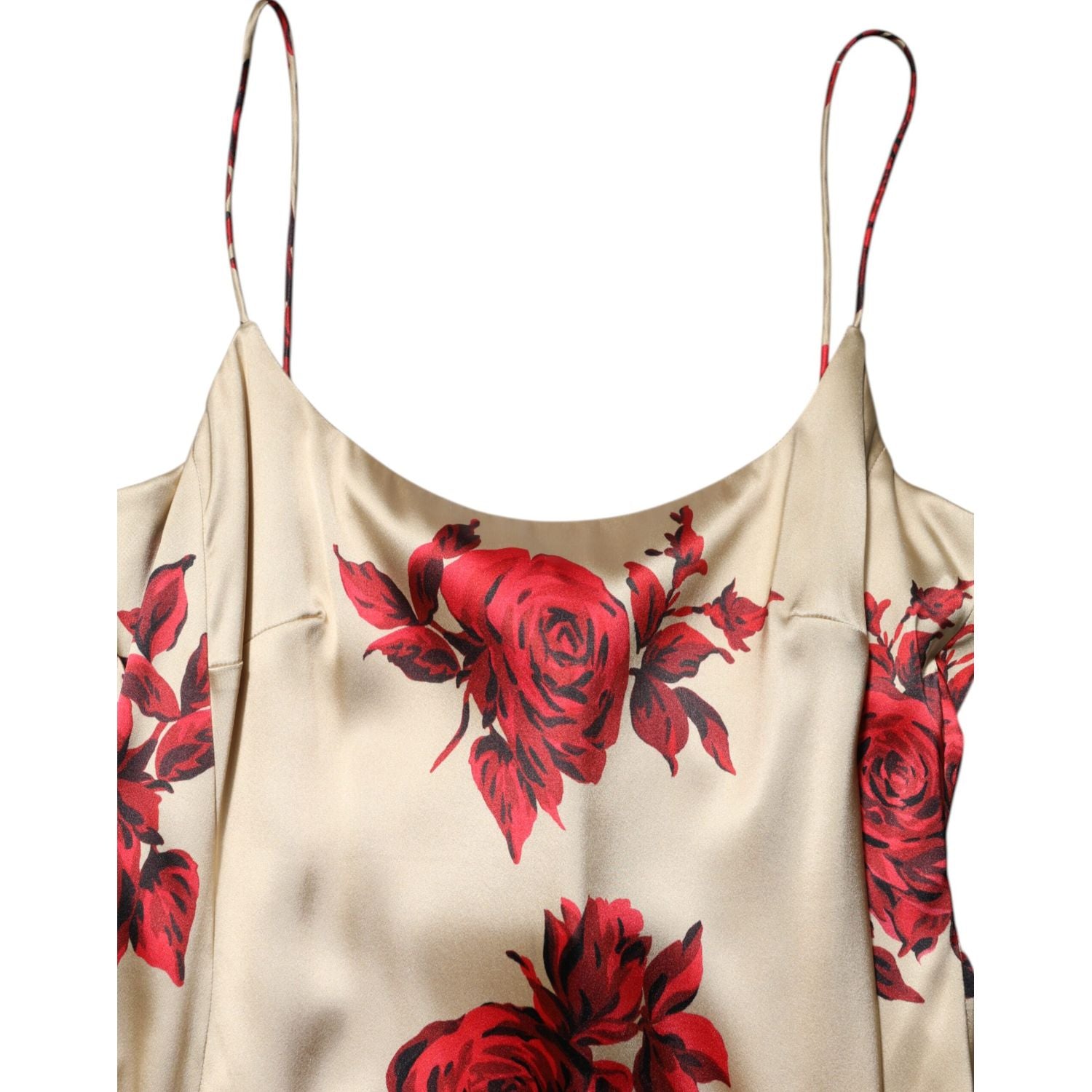 Dolce & Gabbana Beige Floral Spaghetti Strap Sheath Dress