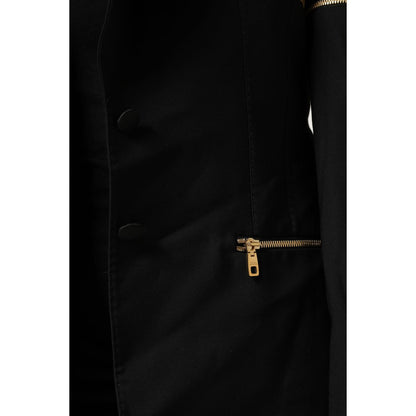 Dolce & Gabbana Black Wool Zipper Detailing Blazer Jacket
