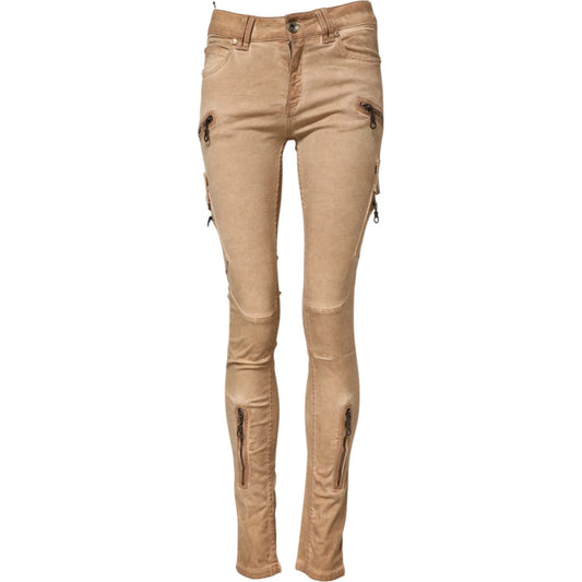 PLEIN SUD Brown Cotton Mid Waist Skinny Denim Jeans