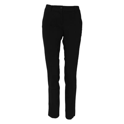 Dolce & Gabbana Black Wool Mid Waisted Tapered Dress Pants