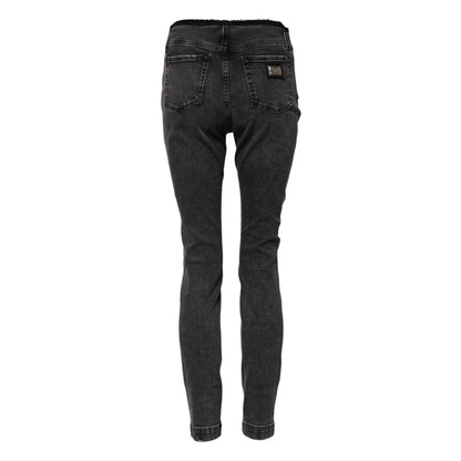 Dolce & Gabbana Gray Skinny Cotton Mid Waisted Denim Jeans