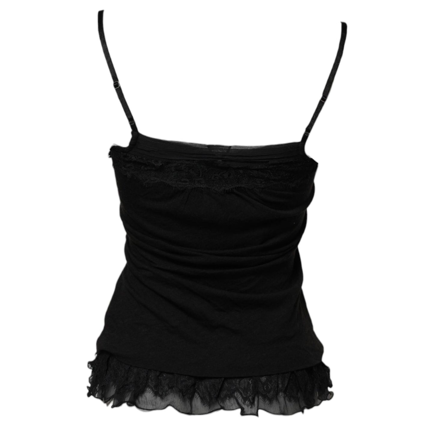 Scervino Street Black Wool Sleeveless Square Neck Tank Top