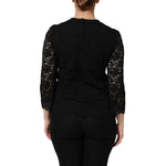 Dolce & Gabbana Black Nylon Lace Long Sleeve Blouse Top