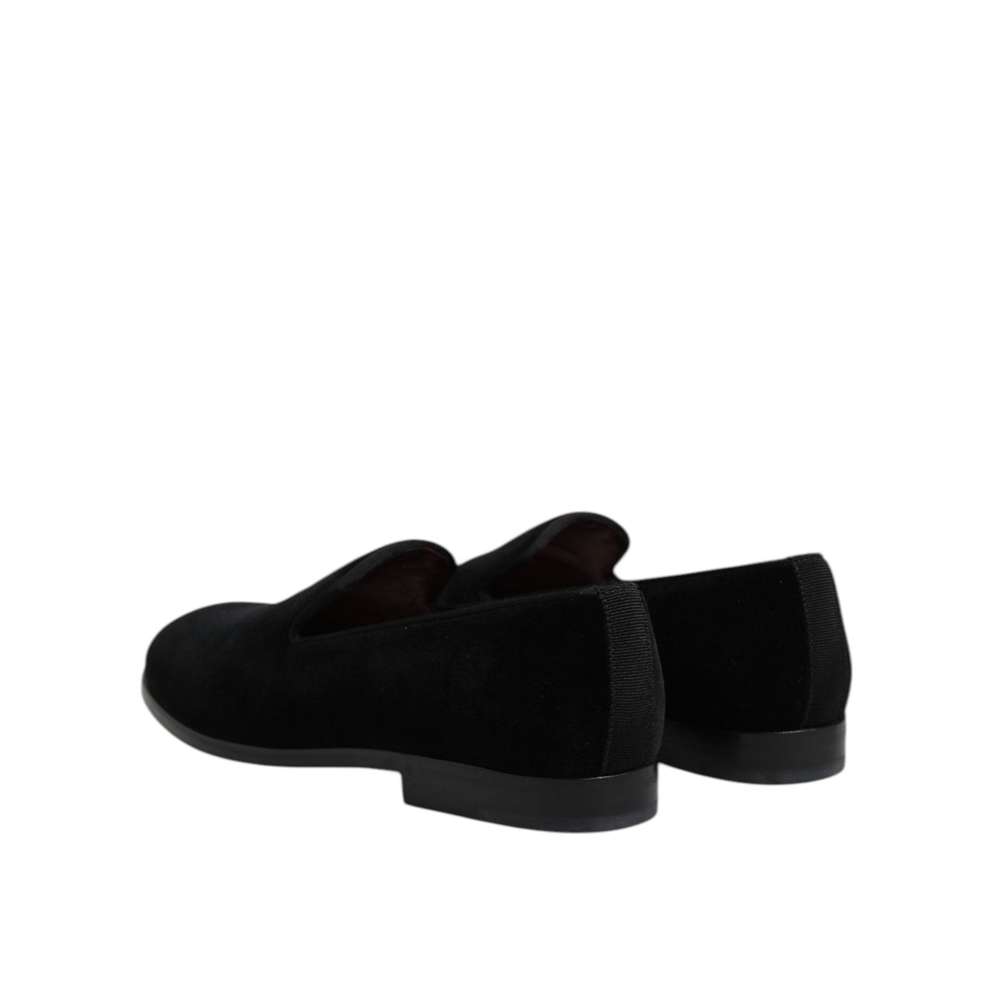 Dolce & Gabbana Black Velvet Slip On Loafers Formal Shoes