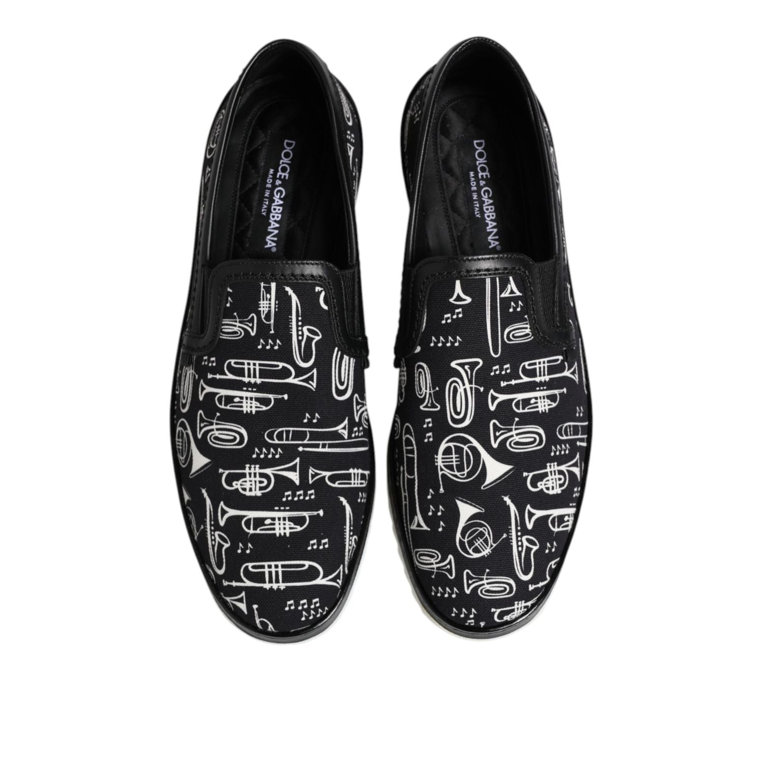 Dolce & Gabbana Black Slip On Printed Men Loafers Shoes