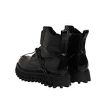 Dolce & Gabbana Black Leather Logo Ankle Boots Lace Up Shoes