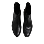 Dolce & Gabbana Black Leather Logo Ankle Boots Studded Shoes