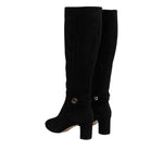 Dolce & Gabbana Black Suede Leather Knee High Boots Shoes