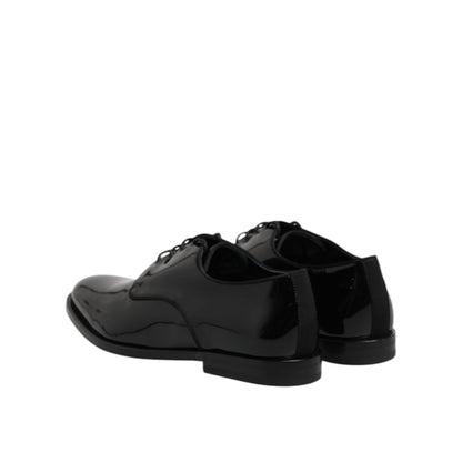 Dolce & Gabbana Black Patent Leather Derby Formal Dress Shoes