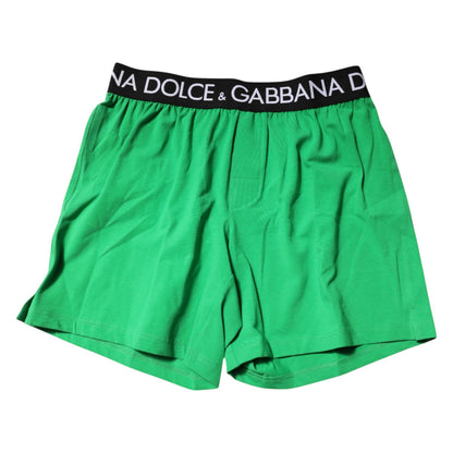 Dolce & Gabbana Green Cotton Regular Boxer Shorts Underwear