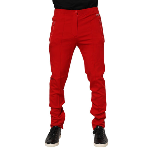 Dolce & Gabbana Red Viscose Logo Jogger Men Sweatpants Pants