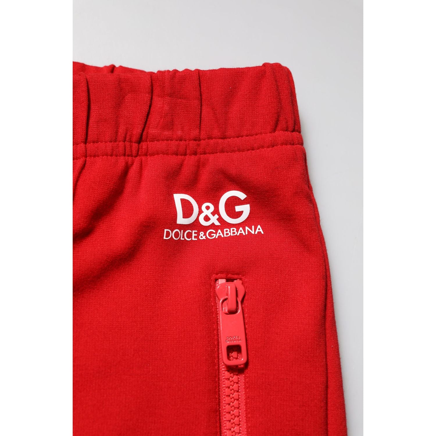 Dolce & Gabbana Red Viscose Logo Jogger Men Sweatpants Pants
