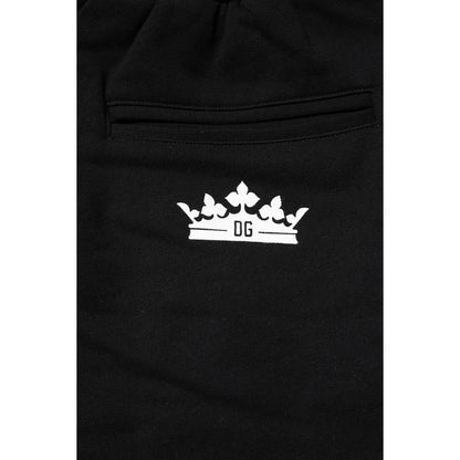Dolce & Gabbana Black Cotton Crown Jogger Sweatpants Pants