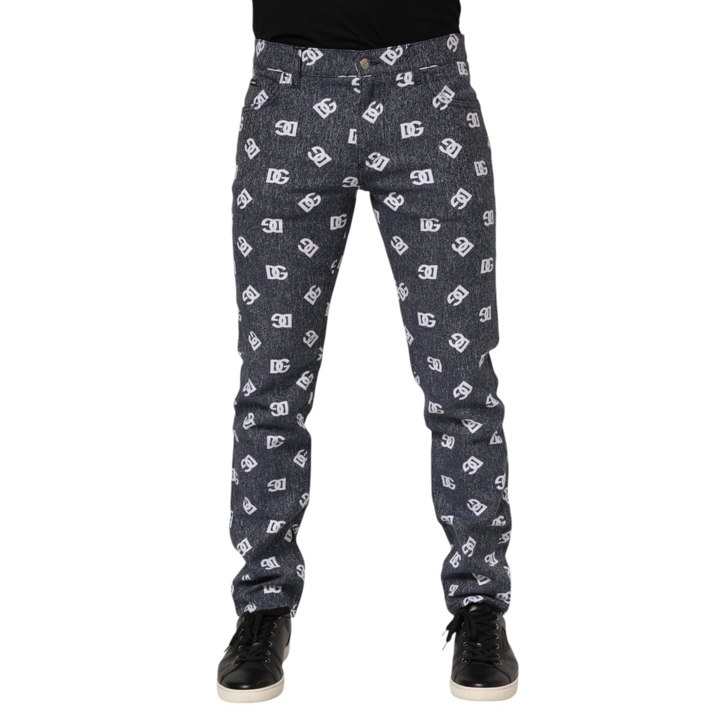 Dolce & Gabbana Dark Gray Logo Cotton Skinny Slim Denim Jeans