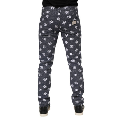 Dolce & Gabbana Dark Gray Logo Cotton Skinny Slim Denim Jeans