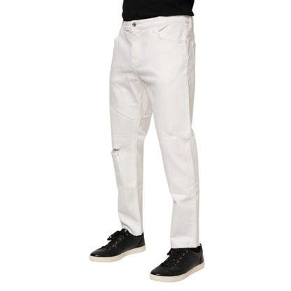 Dolce & Gabbana White Cotton Loose Men Denim Jeans