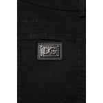 Dolce & Gabbana Dark Blue Cotton Logo Plaque GOLD Denim Jeans