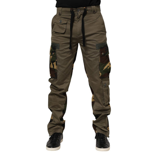 Dolce & Gabbana Brown Cotton Camouflage Cargo Pants