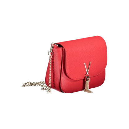 Mario Valentino Red Polyethylene Handbag with removable shoulder straps, external pocket, contrasting details, and logo.