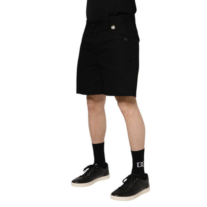 Dolce & Gabbana Black Cotton Knee Length Men Bermuda Shorts