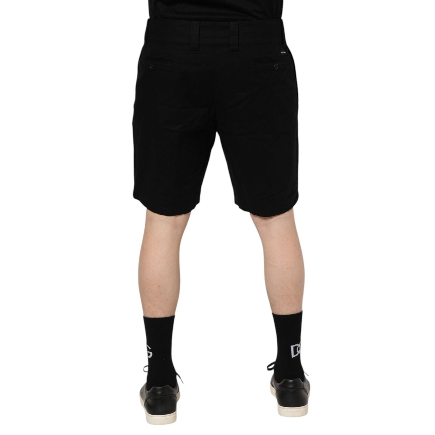Dolce & Gabbana Black Cotton Knee Length Men Bermuda Shorts