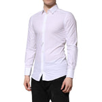 Dolce & Gabbana White Cotton GOLD Long Sleeves Formal Shirt