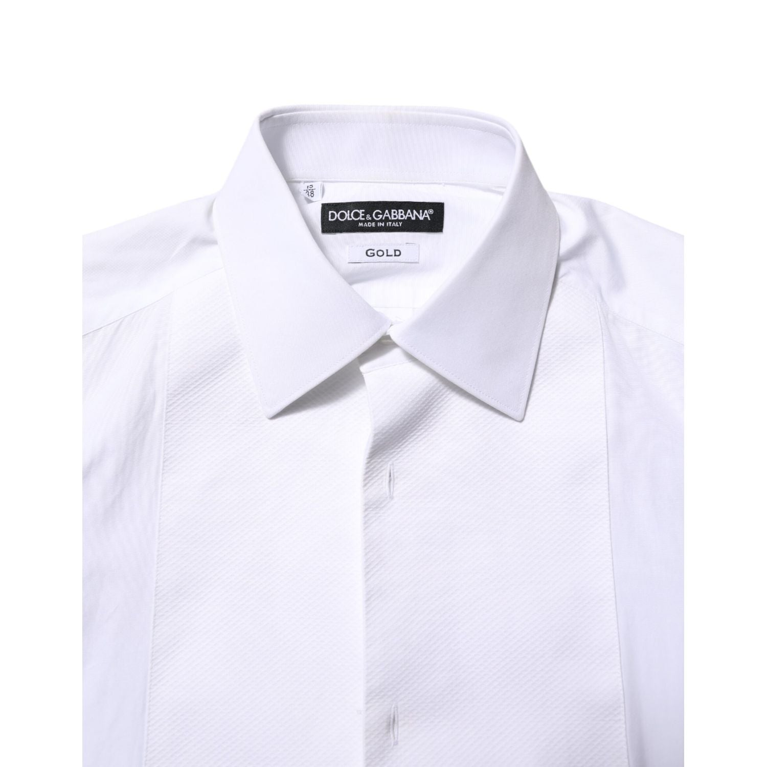 Dolce & Gabbana White Cotton GOLD Bib Poplin Formal Shirt
