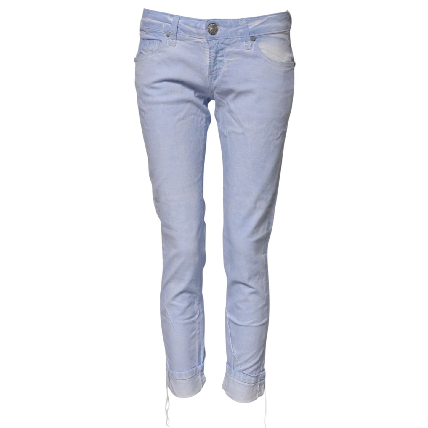 Acht Light Blue Cotton Slim Fit Denim Low Waist Denim Jeans
