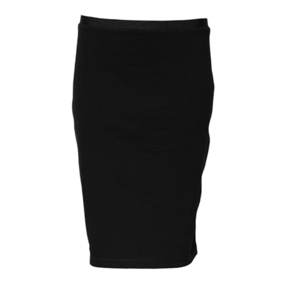 GF Ferre Black Polyester Pencil Cut Knee Length Skirt