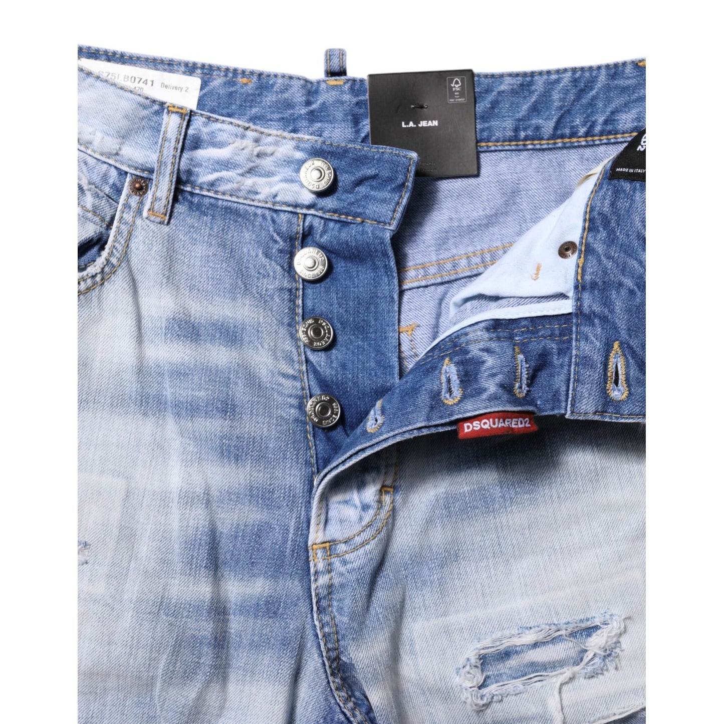 Dsquared² Blue Washed High Waist Wide Leg Jeans