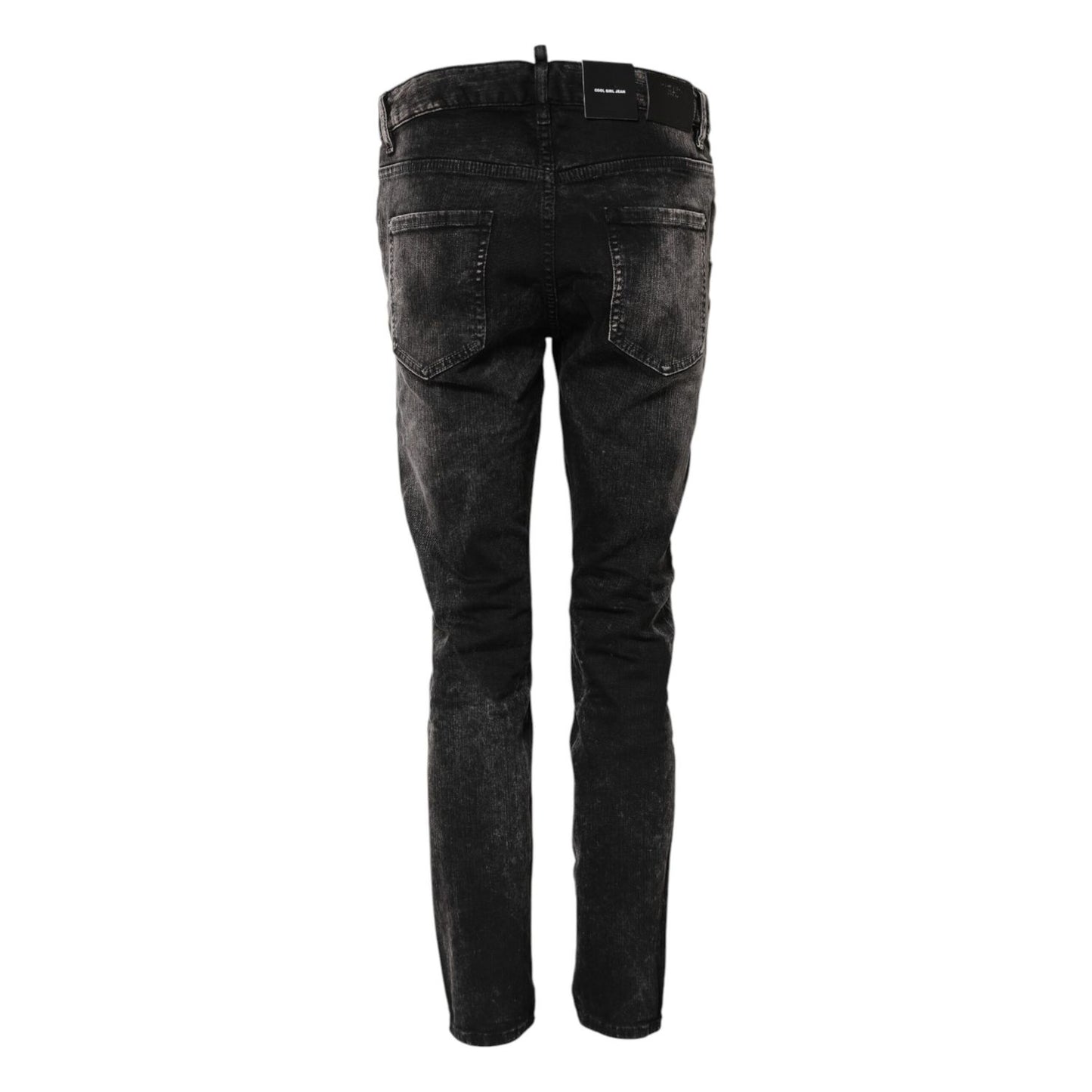 Dsquared² Black Washed Mid Waist Tapered Denim Jeans