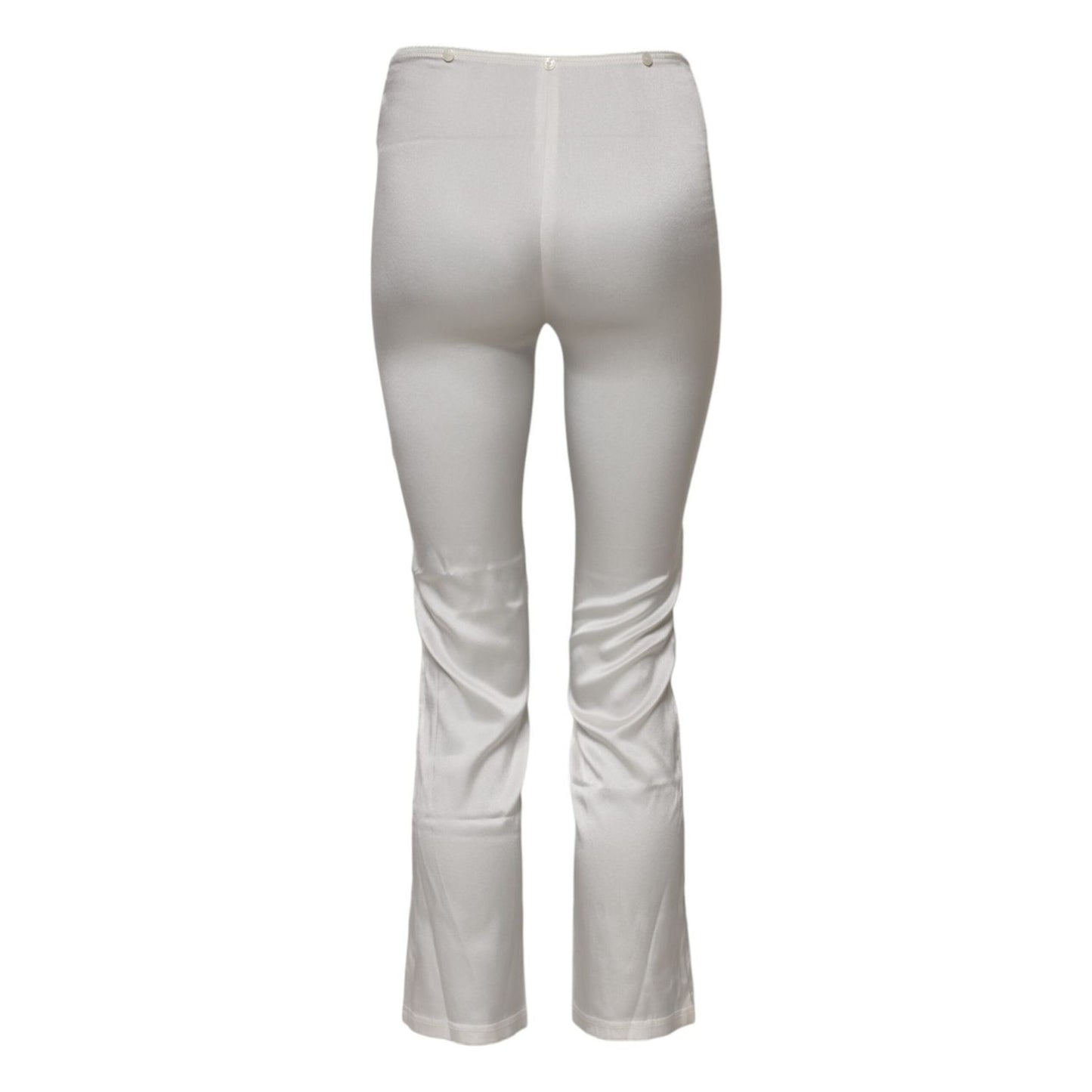 Dolce & Gabbana Ivory Silk Tapered High Waist Pants