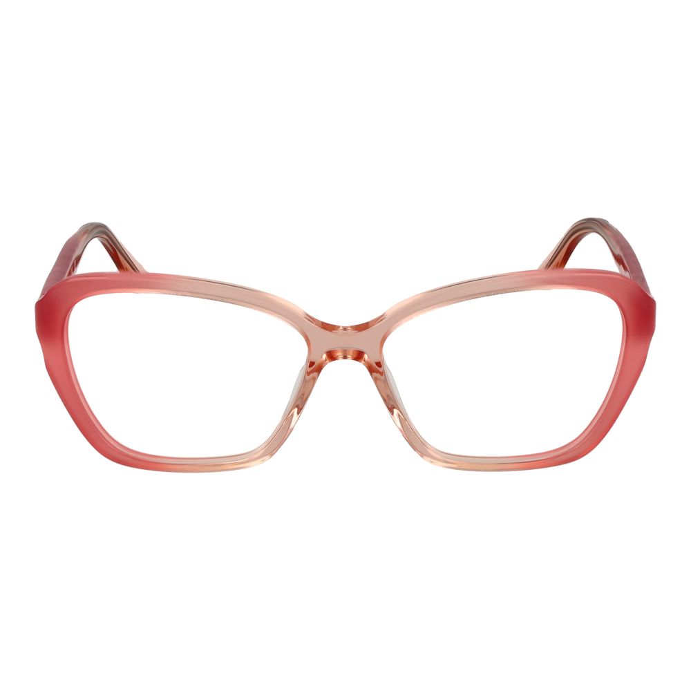 Guess Pink Women Glasses Frame in rose acetate, full-rim cat-eye style, 52-14-140 size with spring hinge, includes branded case.