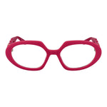 Guess Purple Women Glasses Frame, oval full-rim style, 54-18-135 size, plastic material, demo lenses, includes branded case.