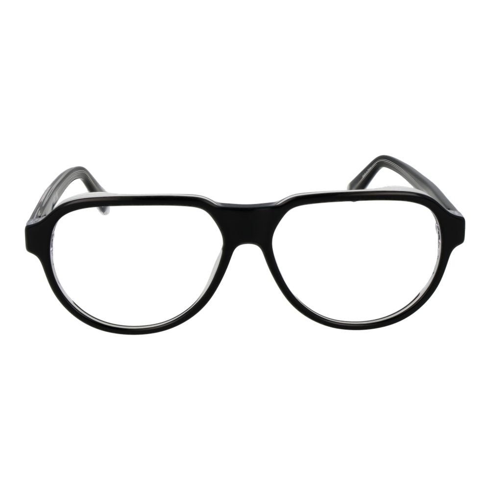 Guess Black Men Glasses Frame in acetate, full-rim aviator style, demo lenses, size 56-14-145, branded case included.