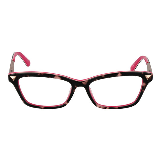 Guess Multicolor Women Glasses Frame in cat eye design with acetate and metal full-rim style, featuring demo lenses and a branded case.