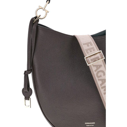 Ferragamo Brown Calf Leather Bos Taurus Shoulder Bag