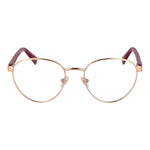 Guess Rose Gold Unisex Glasses Frame, metal full-rim style, size 51-18-145, with demo plastic lenses, includes branded case.