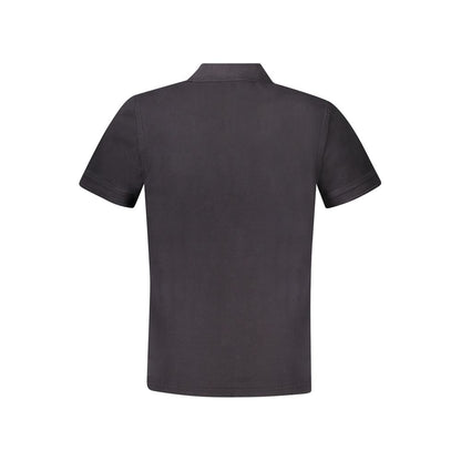Back view of Hugo Boss Black Cotton Polo Shirt with short sleeves, 2 buttons, and logo print.