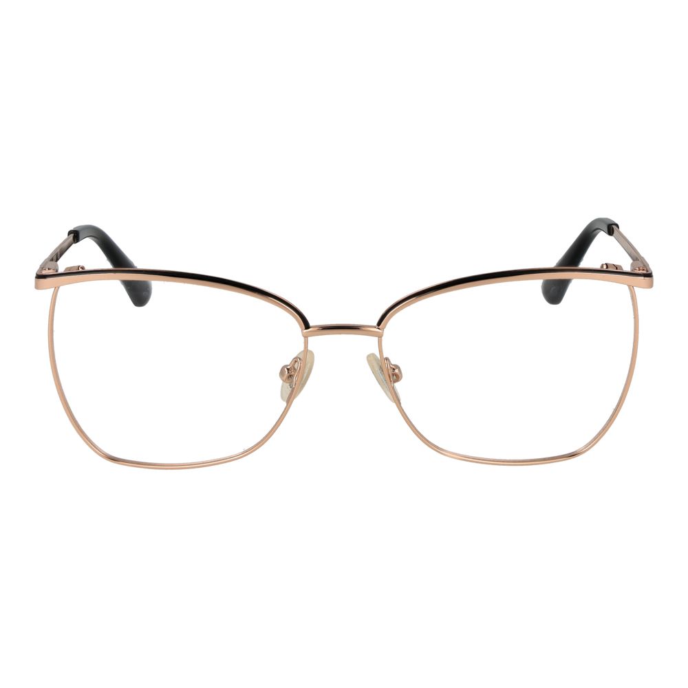 Front view of Guess Rose Gold Women Glasses Frame with full-rim butterfly design, metal construction, and demo lenses.