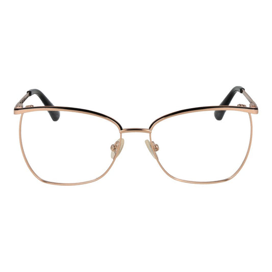 Front view of Guess Rose Gold Women Glasses Frame with full-rim butterfly design, metal construction, and demo lenses.