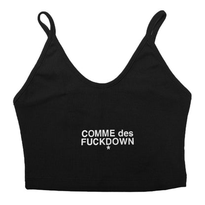 Comme Des Fuckdown Black Cotton Women Crop Top