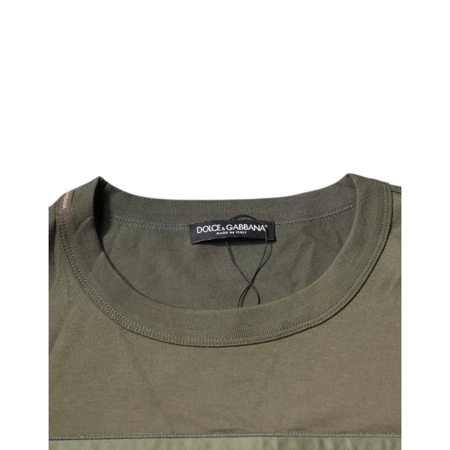 Dolce & Gabbana Army Green DG Love Cotton Crew Neck T-shirt