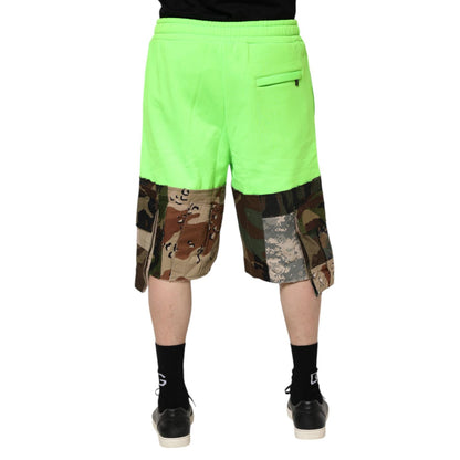 Dolce & Gabbana Green Patchwork Cargo Bermuda Men Shorts
