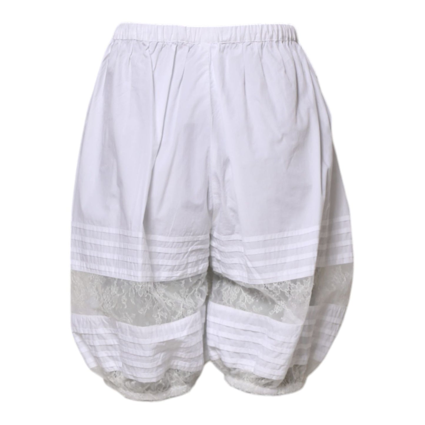 Dolce & Gabbana White Lace Paneled Cotton High Waisted Shorts