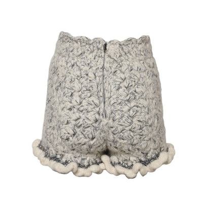 Dolce & Gabbana Metallic Bouclé Knit Cashmere Ruffled Shorts