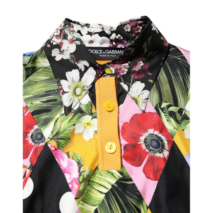 Dolce & Gabbana Multicolor Floral Long Sleeves Polo Top
