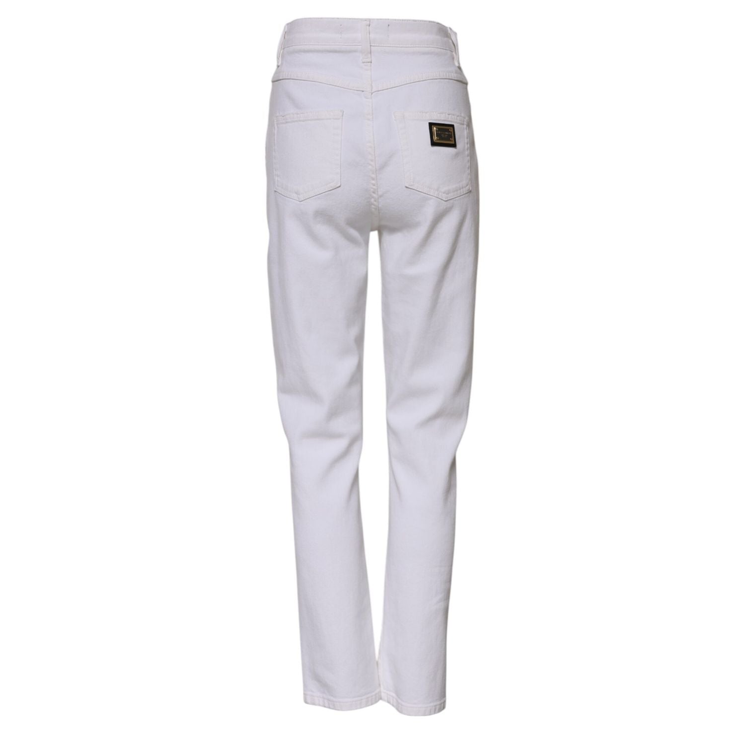 Dolce & Gabbana White Cotton High Waist Straight Denim Jeans