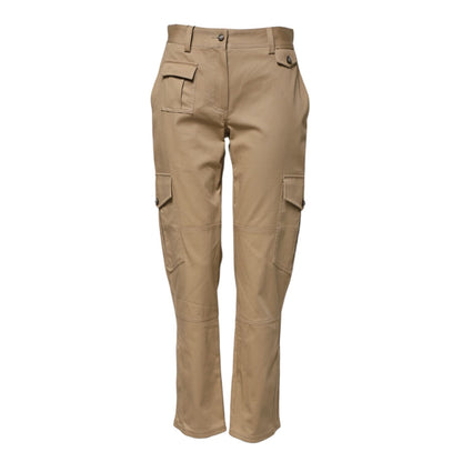 Dolce & Gabbana Beige Mid Waist Cargo Tapered Pants