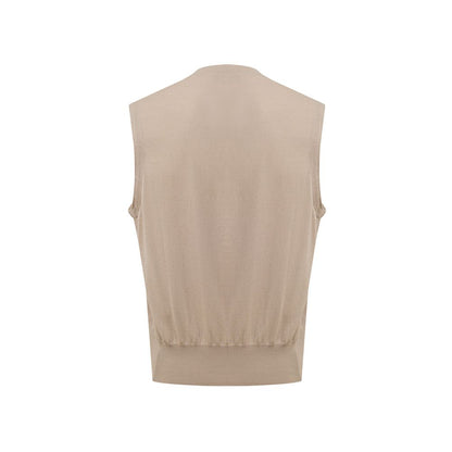 Gran Sasso Beige Cotton Sleveless Jacket
